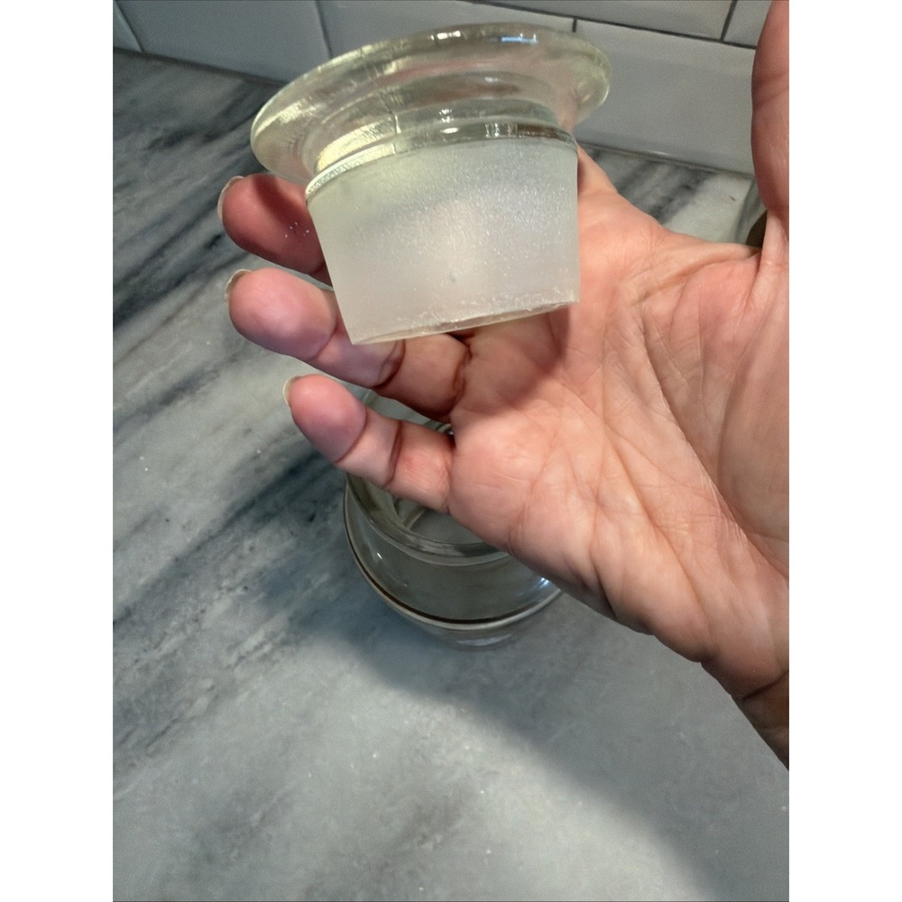 Set Of 5 Antique Clear Glass Apothecary Pharmacy Lidded Jars Gold Hand Decorated - Picture 10 of 16